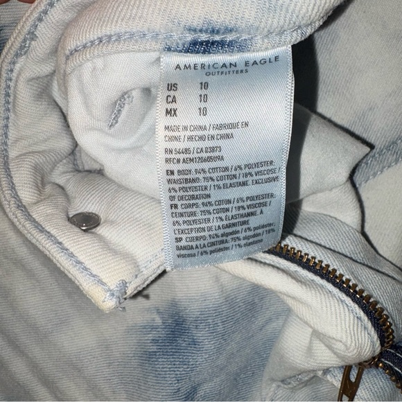 American Eagle Outfitters Tie-Dye High-Rise Denim Shorts - Blue White - Picture 3 of 8